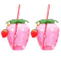 Disposable Strawberry Shape Water Bottle with 2 Straws C4198