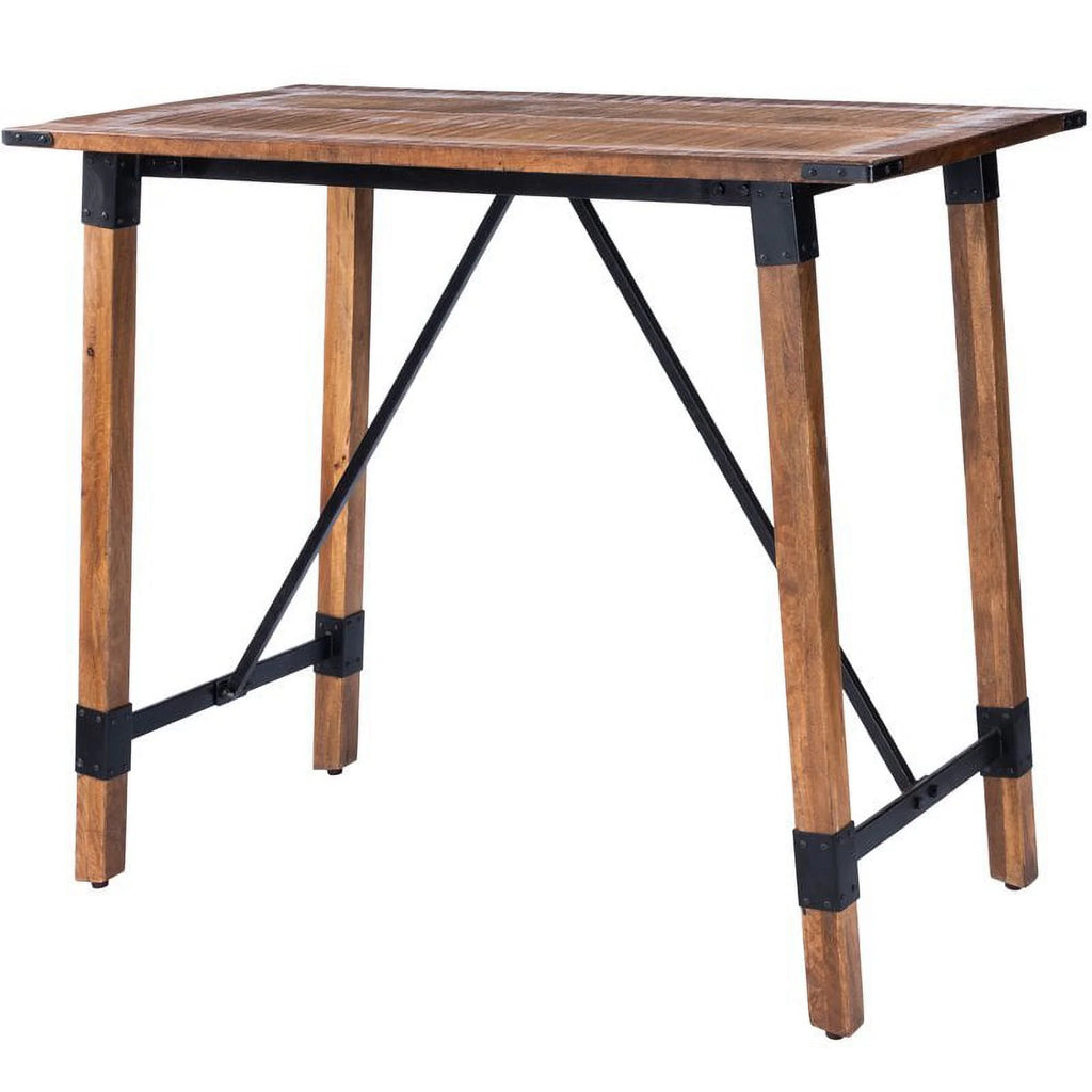 Industrial Wood and Metal Pub Table in Beige D80589