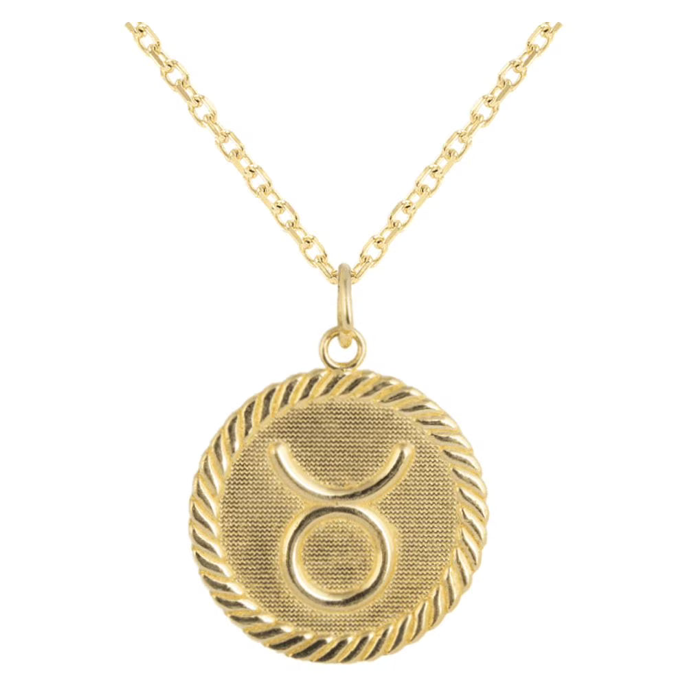 Solid Gold Zodiac Charm Coin Pendant Necklace 20 Inches C70488