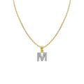 14K Yellow Gold Cubic Zirconia Initial Letter Pendant with 18" Chain Necklace R558