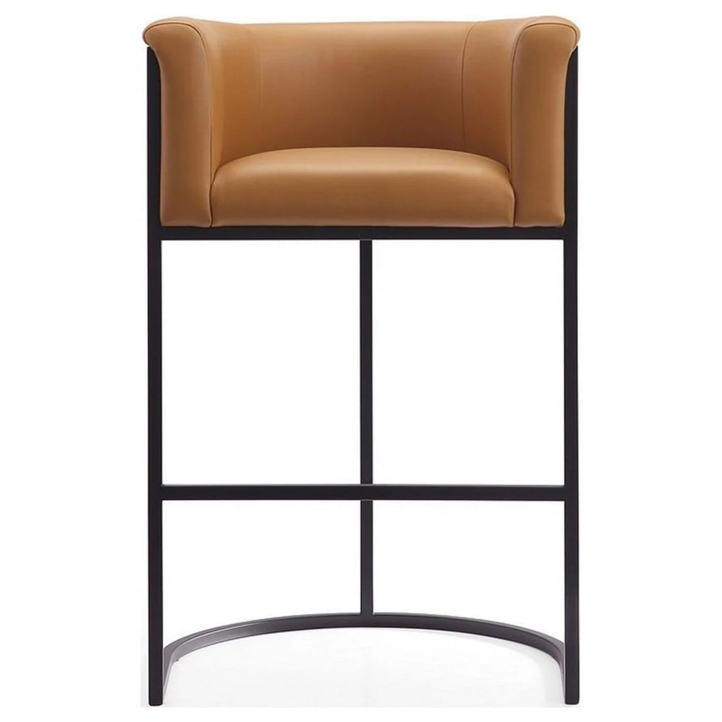 Camel and Black Metal Barstool Set of 2 I8880