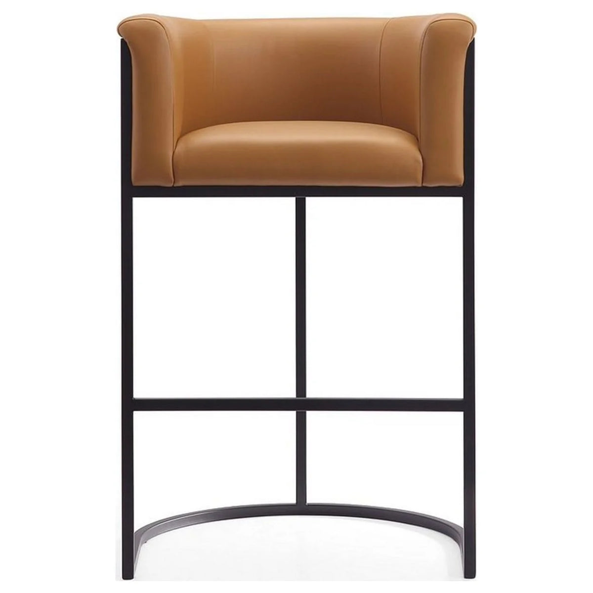 Camel and Black Metal Barstool Set of 2 I8880