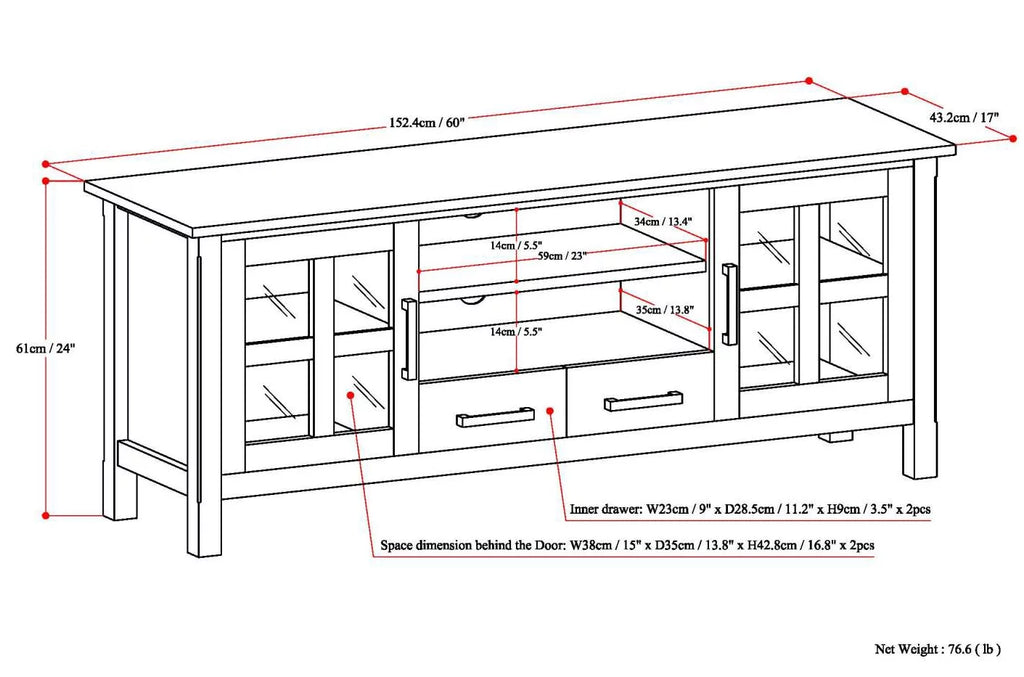 White Solid Wood 60 inch TV Media Stand N308908