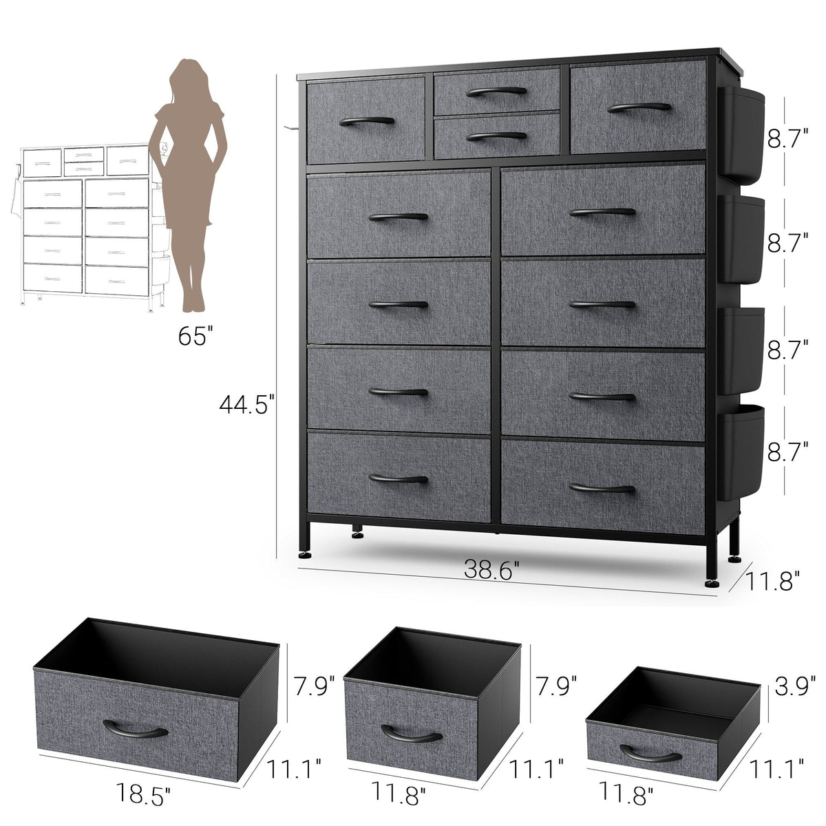 White 12 Drawer Fabric Dresser H446850