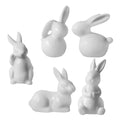 White Ceramic Rabbit Figurine 3 Pcs N833263