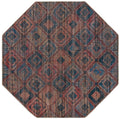 Washable Blue Flatweave Octagon Rug Y576
