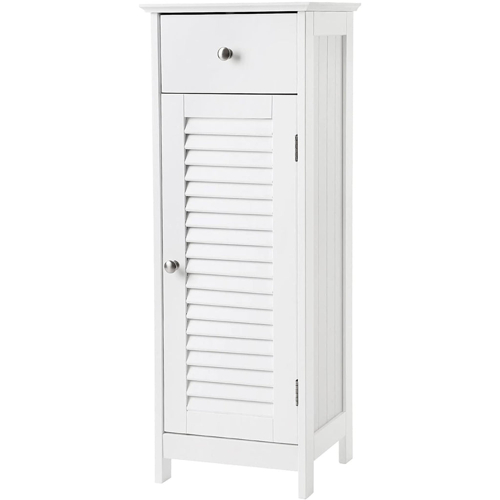 White Wood Finish Bathroom Floor Cabinet with Drawer I65288
