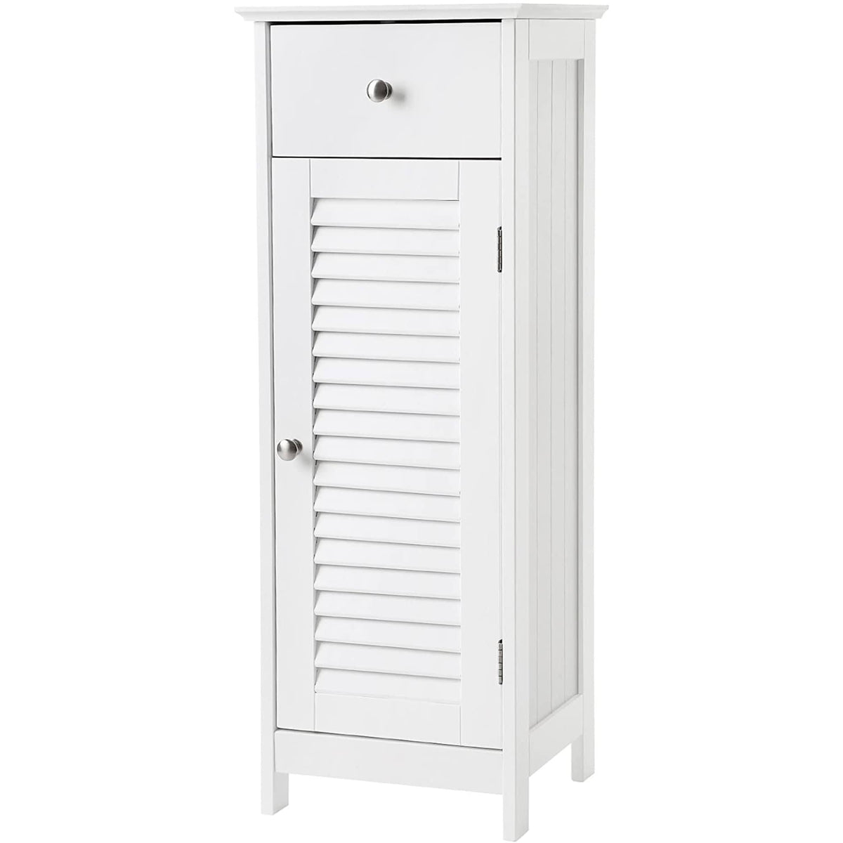 White Wood Finish Bathroom Floor Cabinet with Drawer I65288