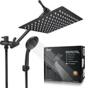 8'' Rainfall Shower Head & 9 Settings Handheld Shower Head with Holder, Hose, Chrome - Matte Black Pack of 2 U29015