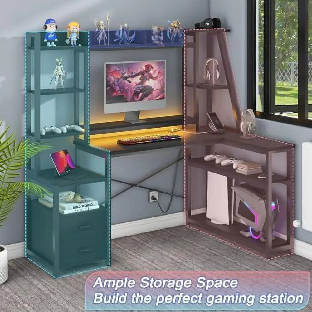 L Shaped Computer Desk with 2 Drawers L199