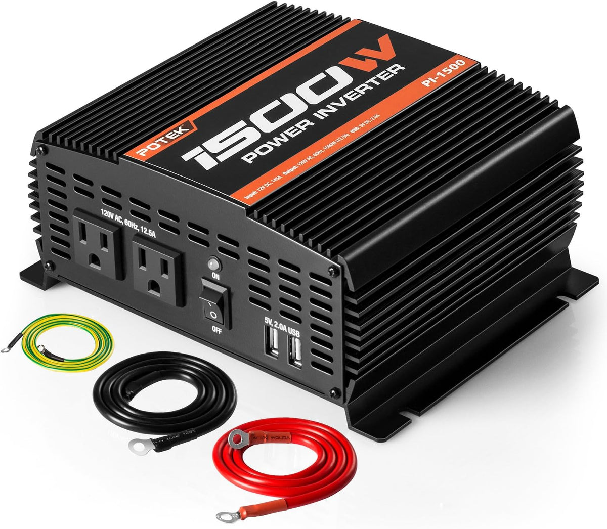 1500W Power Inverter Dual AC Outlets 12V DC to 110 V AC Car Inverter F582