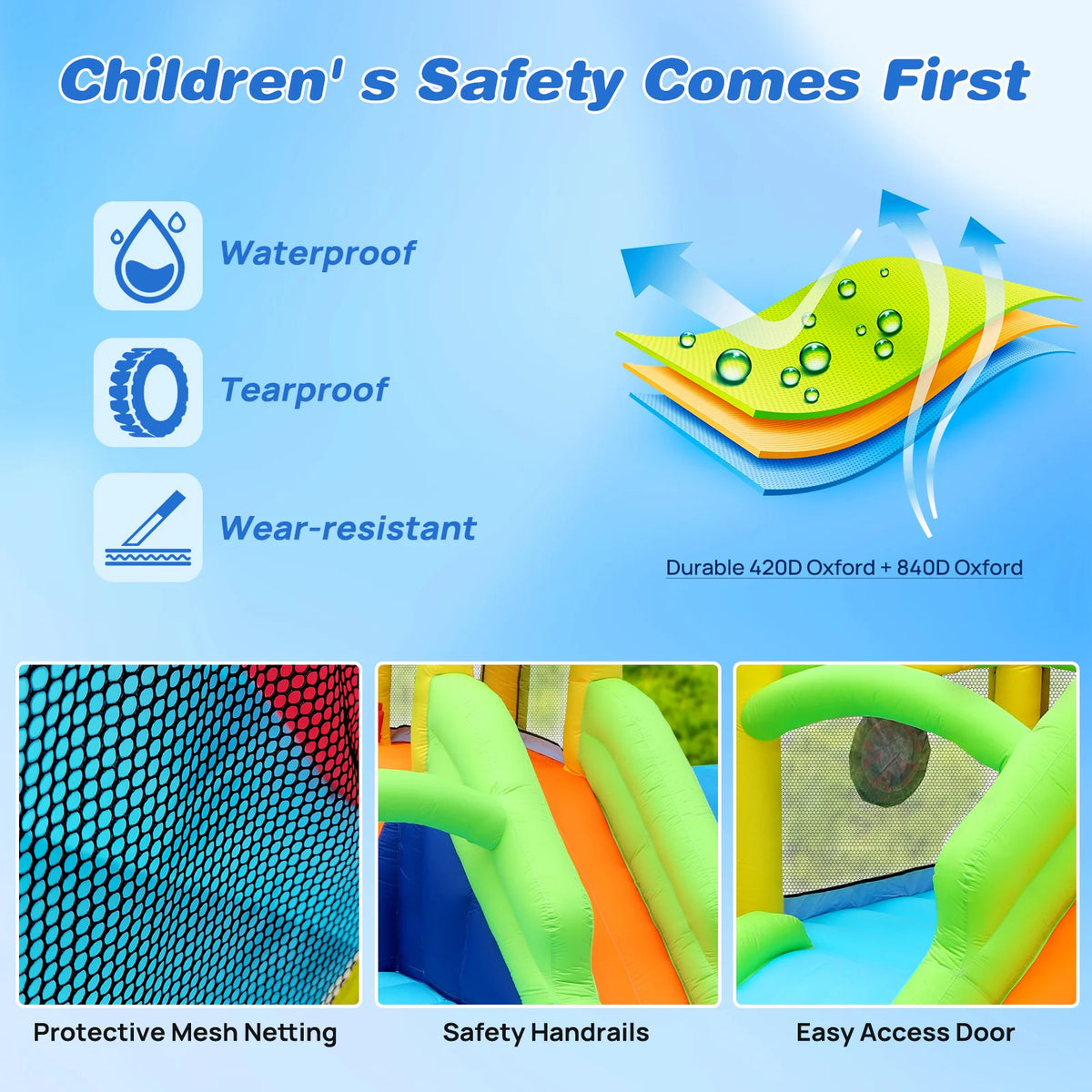 7 in 1 Inflatable Water Park with Slide Splash Pool Q74530