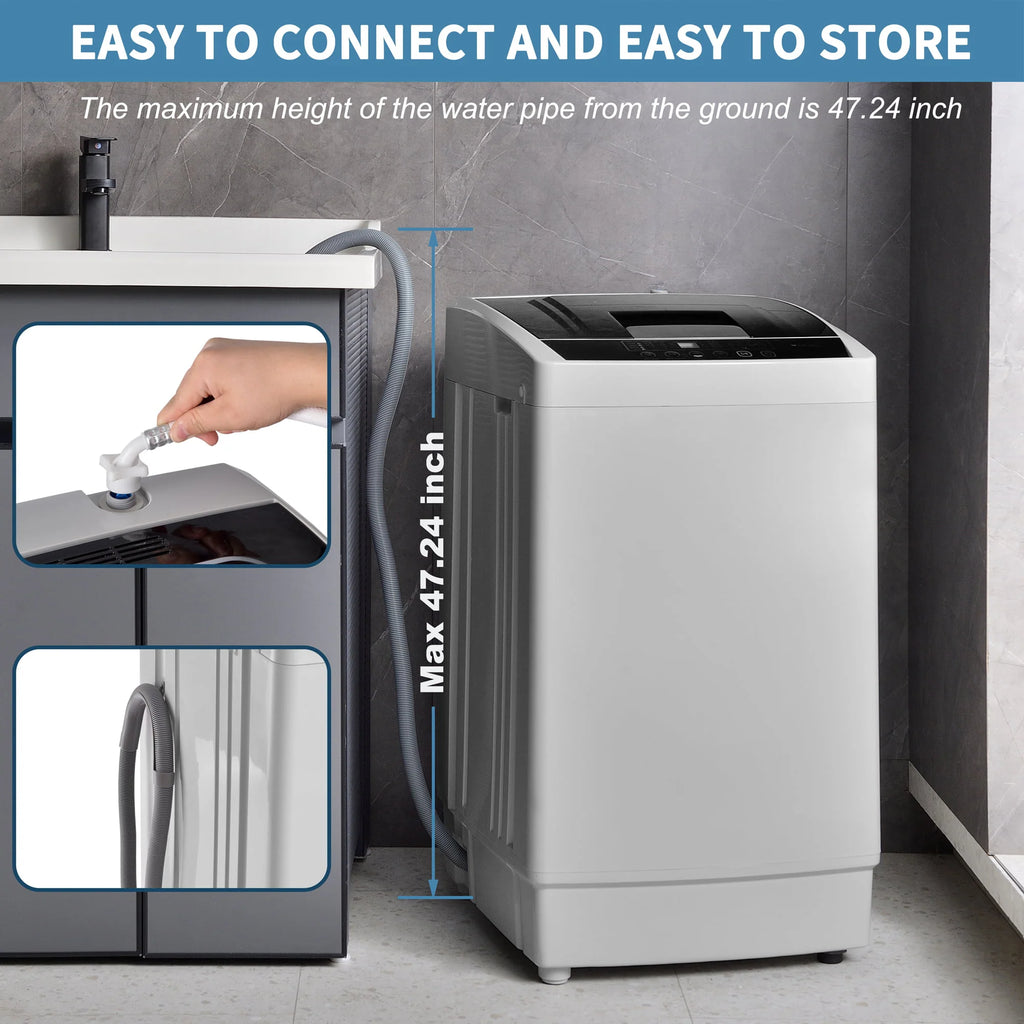 Top Loading Compact Fully Automatic Washing Machine, 1.24 Cu.ft, 8 Water Levels, 10 Wash Programs T128