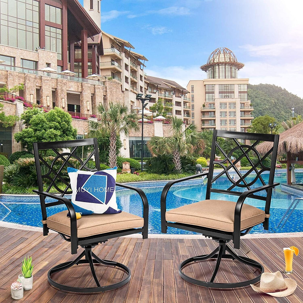 Outdoor Patio Metal Swivel Rocker Dining Chairs Set of 2 G815831