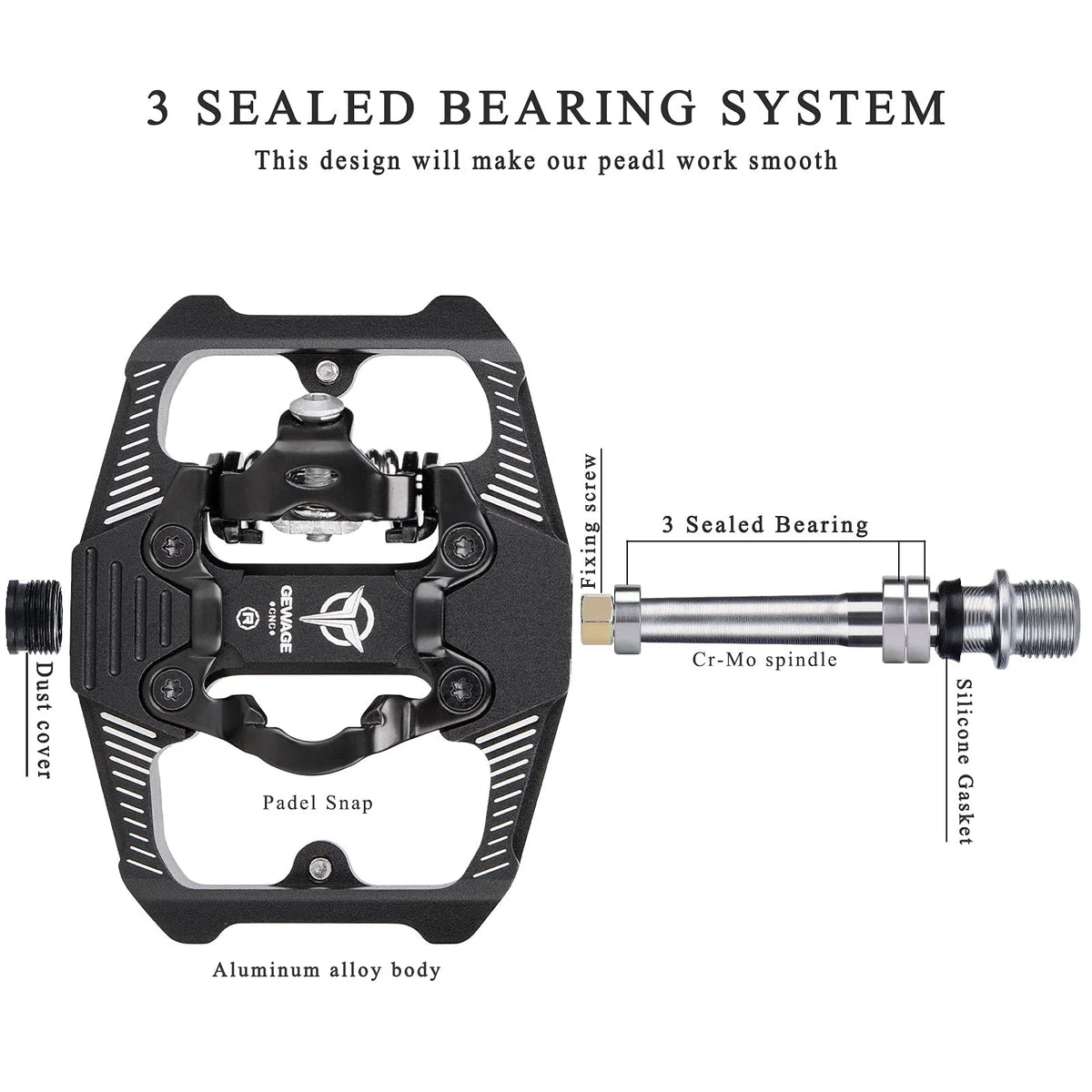Dual Sided Bike Pedals with 3 Sealed Bearings Y57179