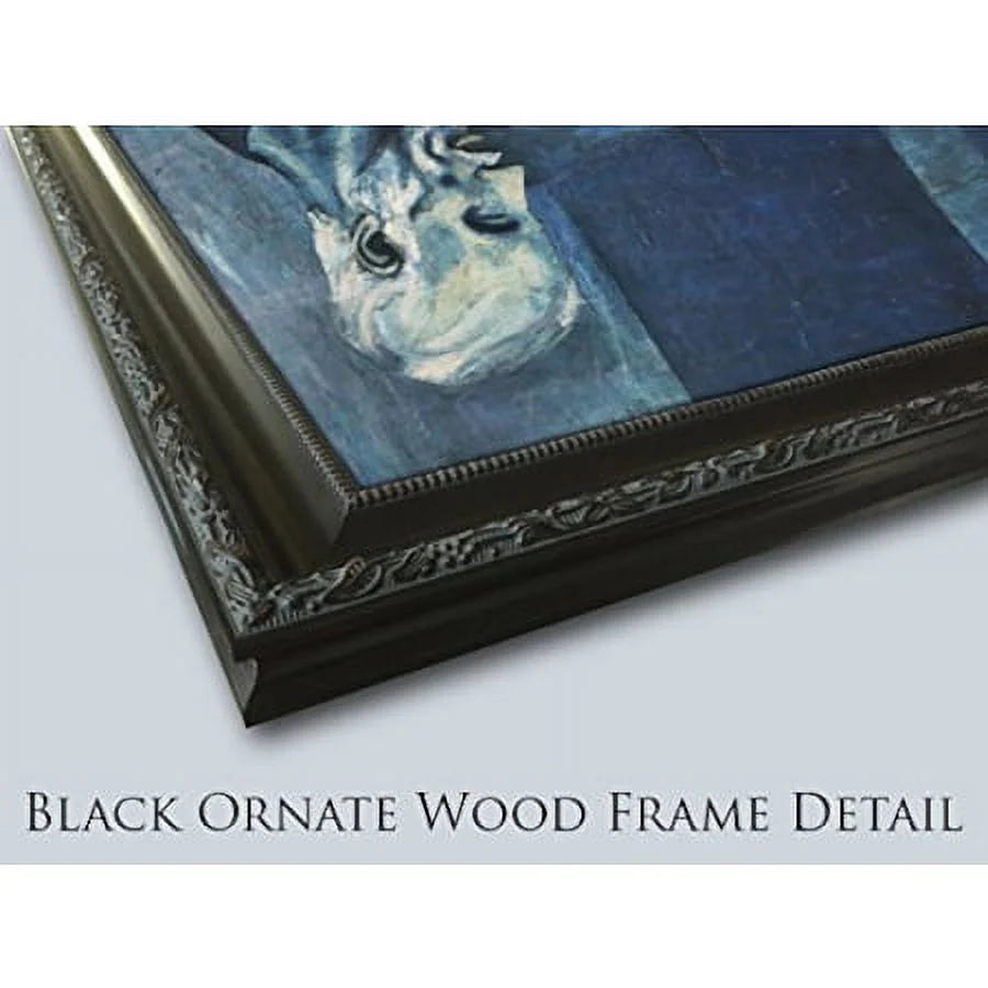 13x18 Black Ornate Wood Framed Double Matting Museum Art Print W722