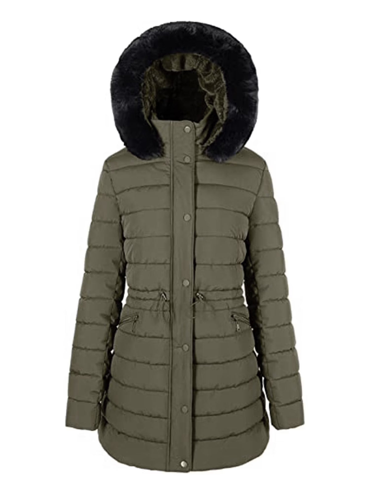 Water-Resistant Full-Zip Long Puffer Coat with Removable Hood Z7533