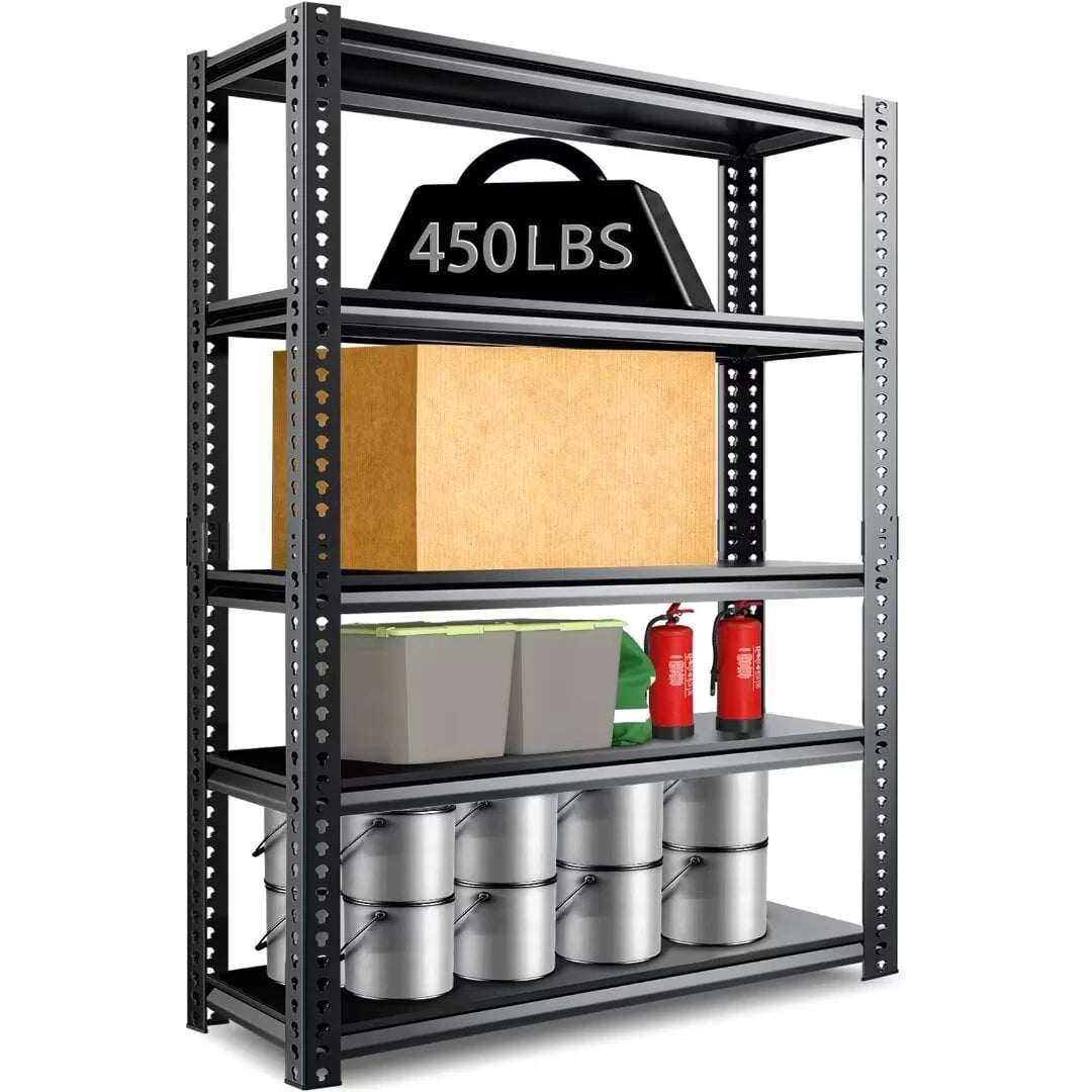 5-Tier Adjustable Metal Heavy Duty Shelving Unit 2000 lbs Capacity Black N24849