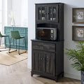 Gray Microwave Stand with Top and Bottom Cabinets U352
