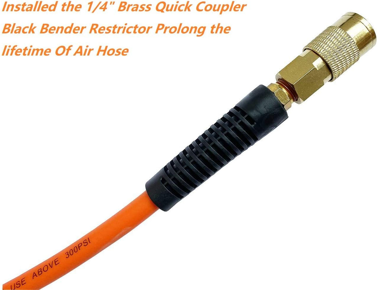 Orange 3/8”ID x 100ft 300PSI Air Compressor Hose with 1/4” Brass Coupler, Pack of 2 M399862