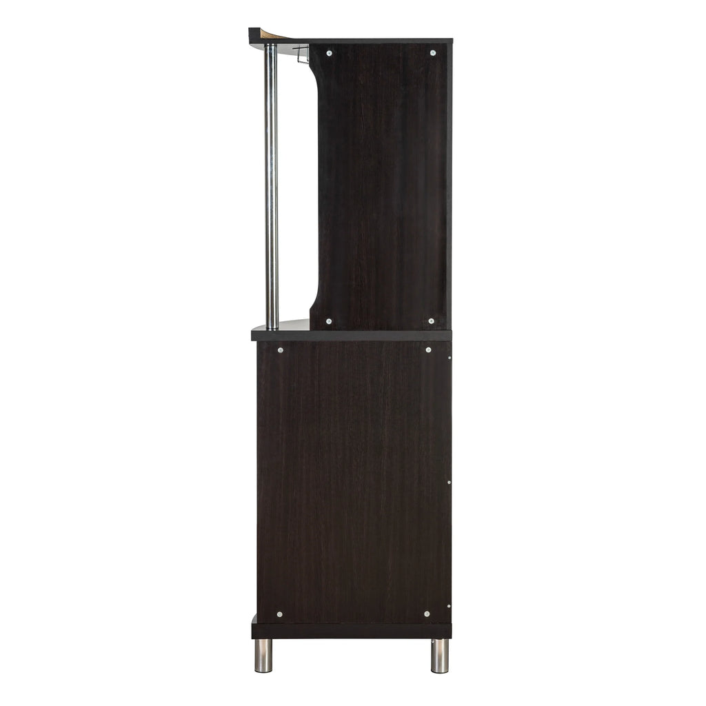 Black Corner Bar with Built-in Wine Rack and Lower Cabinet L9439