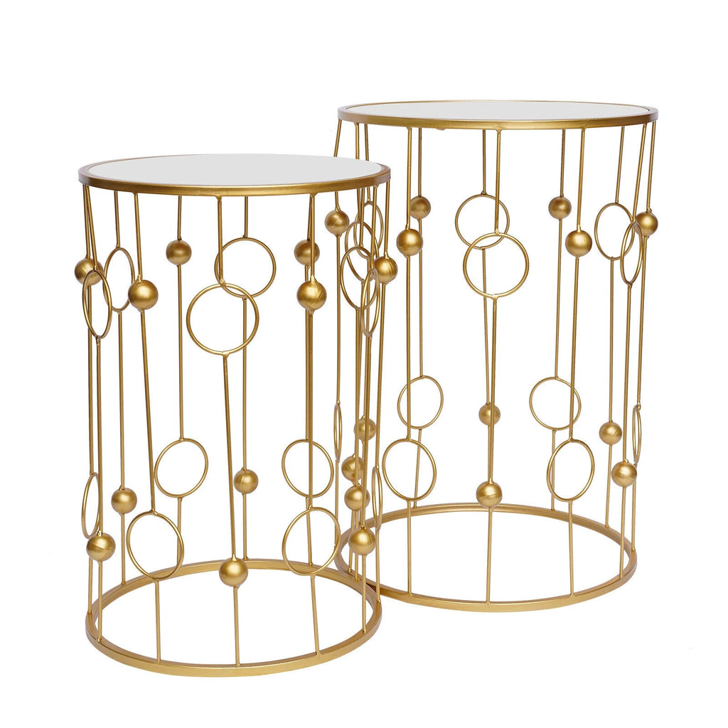 Set of 2 Round Glass Top Nesting Tables P6883