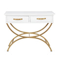 White Wood 2 Drawers Console Table with Arched Base S13917