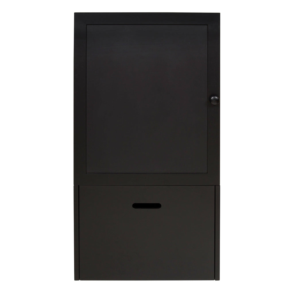 Black Wall Storage Cabinet with Magnetic Chalkboard Front and Pull-Out Drawer Z734