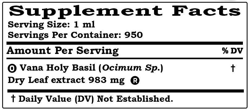 Holy Basil Dry Leaf Liquid Extract Tincture 32 Fl.Oz E909
