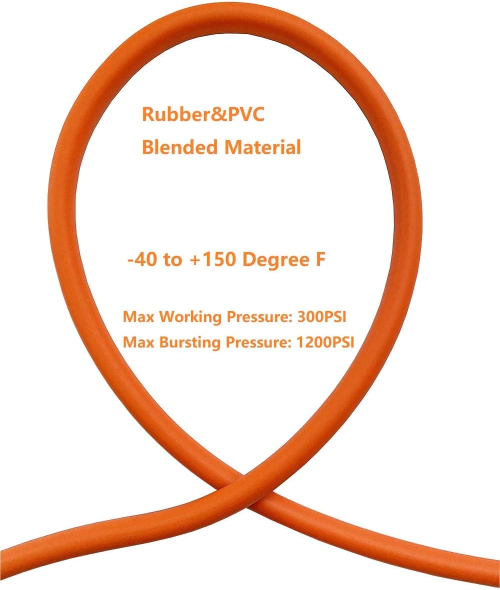 Orange 3/8”ID x 100ft 300PSI Air Compressor Hose with 1/4” Brass Coupler, Pack of 2 M399862