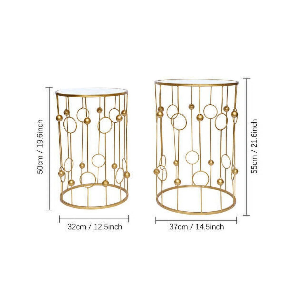 Set of 2 Round Glass Top Nesting Tables P6883