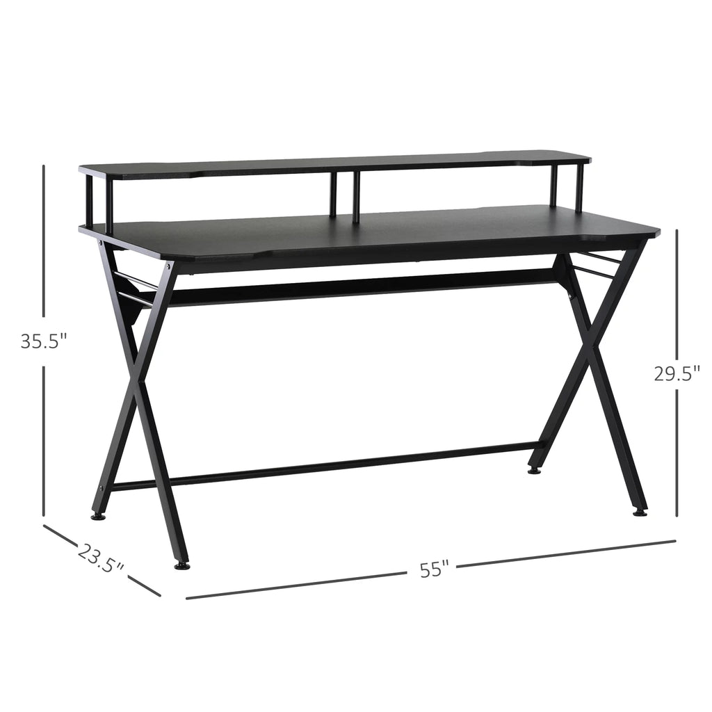 55 inch Black Gaming Desk with Monitor Stand W573813