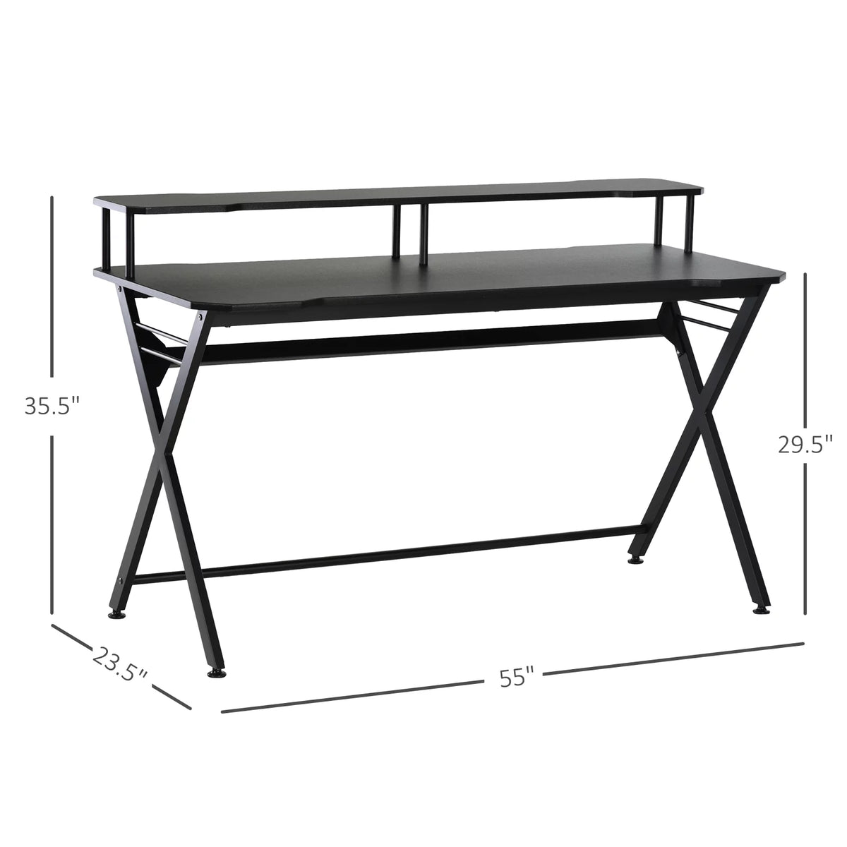 55 inch Black Gaming Desk with Monitor Stand W573813