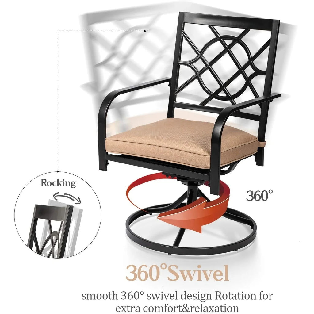 Outdoor Patio Metal Swivel Rocker Dining Chairs Set of 2 G815831
