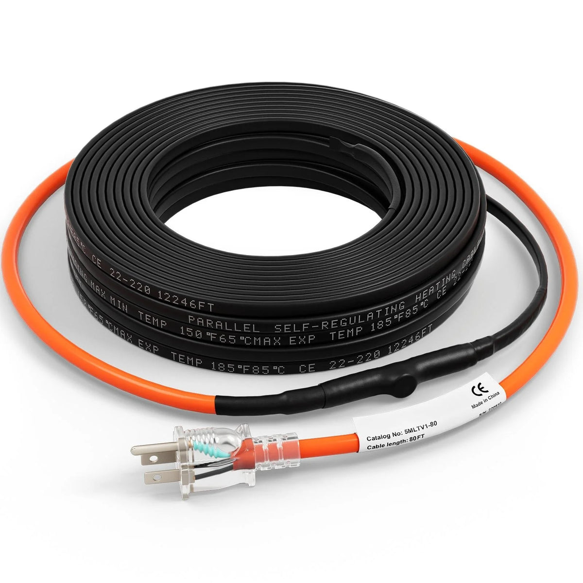 Self-Regulating Pipe Heating Cable, 80-feet 5W/ft Heat Tape, 120V Q594